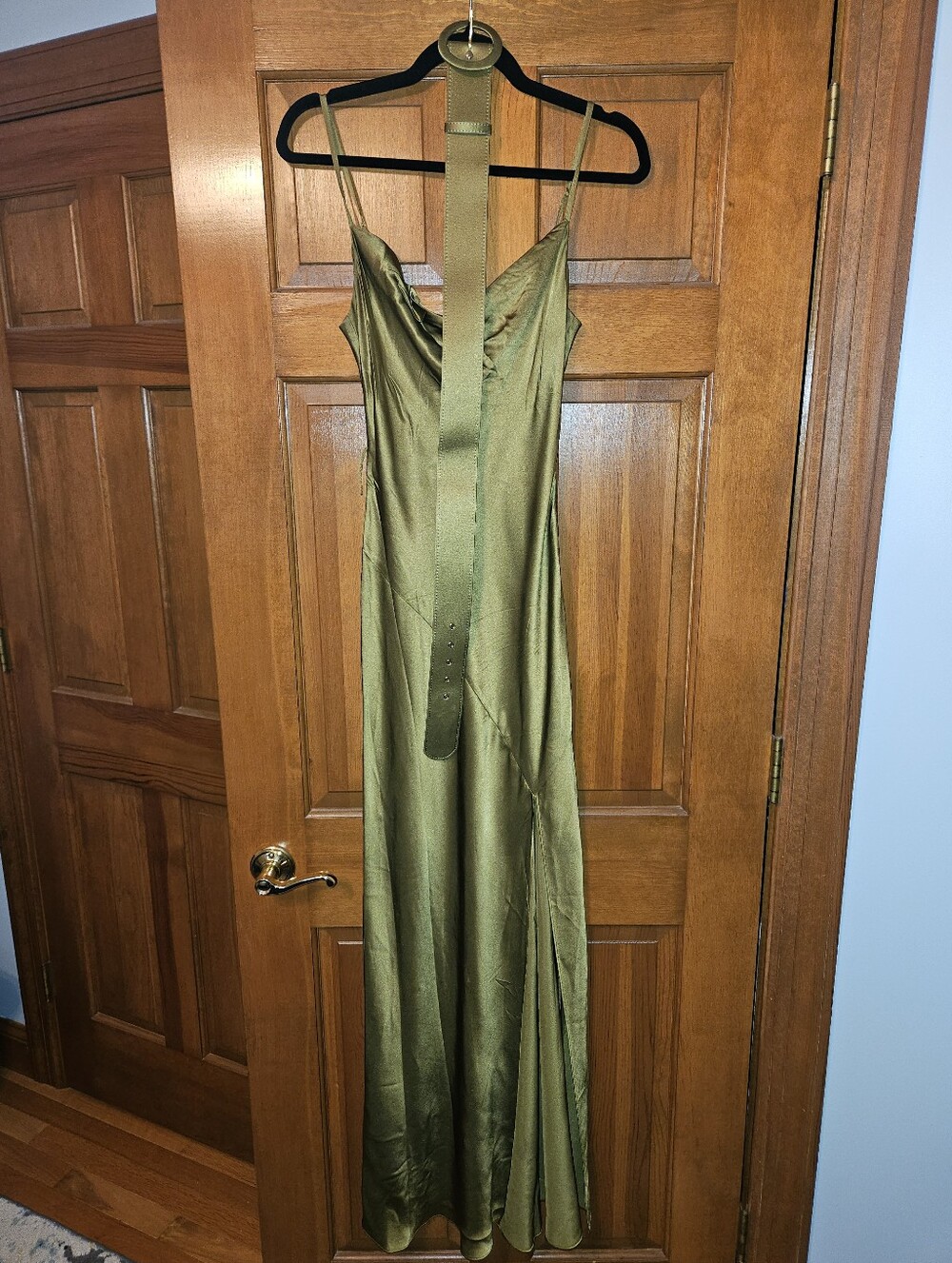 100% Silk Olive Green Slip Gown